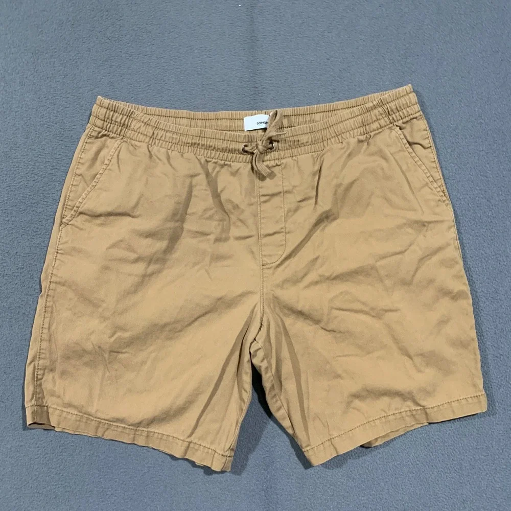 Sonoma Pull On Shorts Mens XL Khaki Tan Cotton Elastic Drawstring Casual Summer